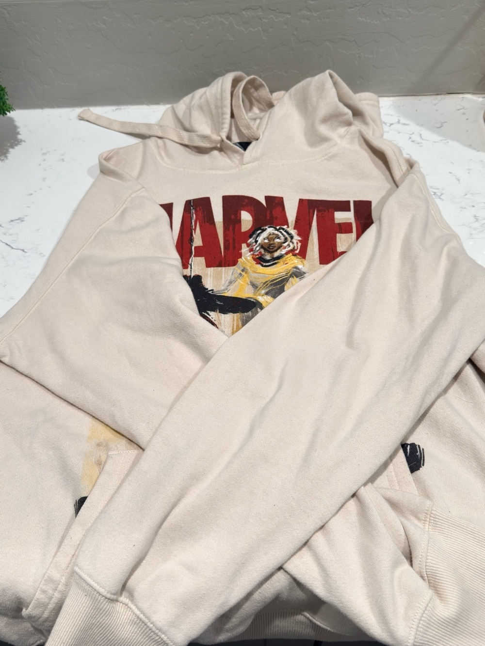 Marvel Cream Pullover Hoodie with Red Logo and Character Print - Picture 2 of 5